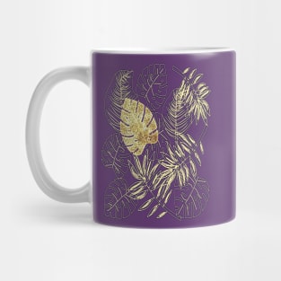 Tropical Leaves with Gold Monstera (Ultra Violet) Mug